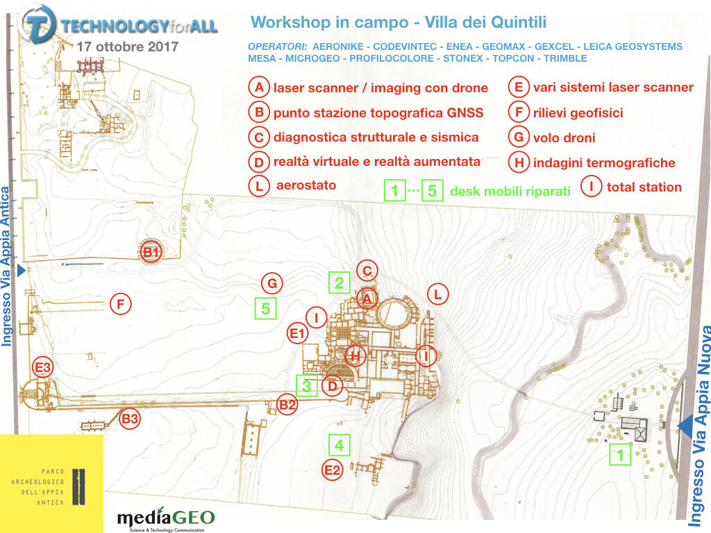 Mappa del workshop TechnologyforALL 2017 alla Villa dei Quintili